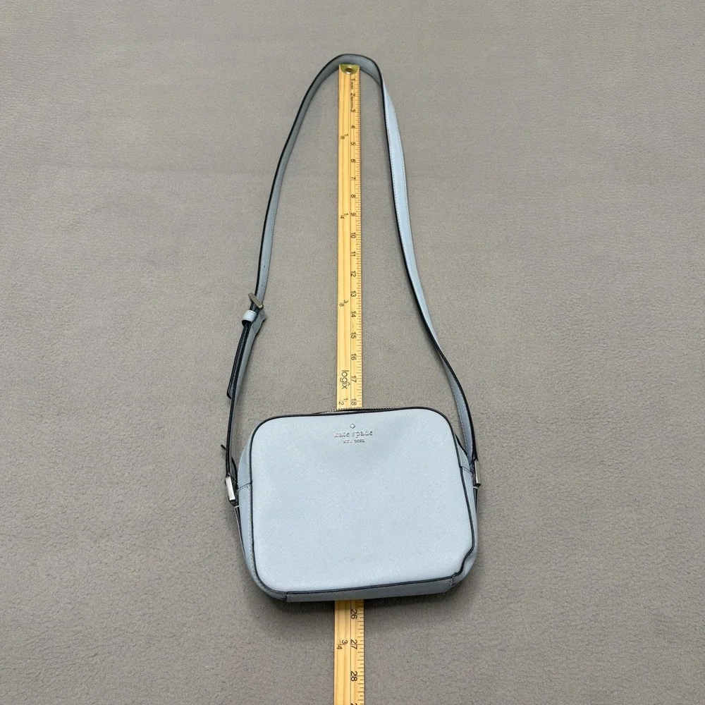 Kate Spade Crossbody Bag Womens Small Blue Saffiano Leather Camera Purse